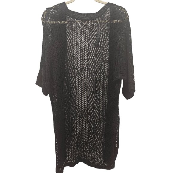 Pink Rose Womens Black Open Knit Cardigan Sweater Size L - Picture 2 of 8